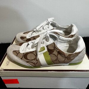 Coach Brown and Lime Green Sneakers